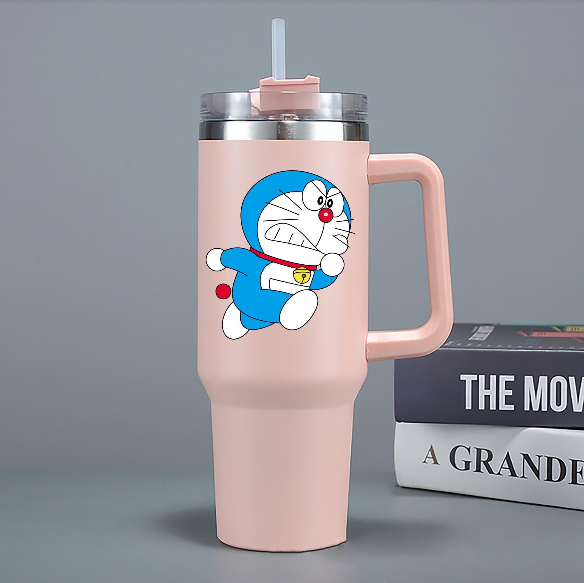 （画像用） ドラえもん Doraemon 1200mL車用タンブラー - クリスタルステッカー（プラスチックストロー付き）